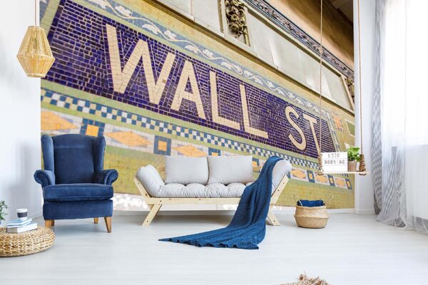DIMEX | Vliesová fototapeta Nádraží Wall Street MS-5-2809 | 375 x 250 cm | zelená, modrá, bílá