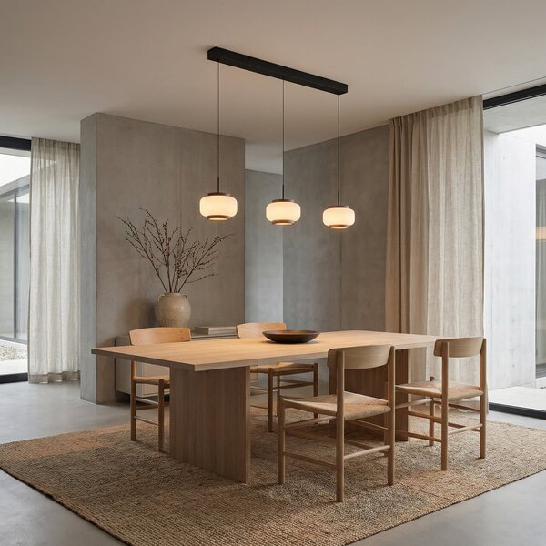 Závěsná svítidlo Quitani, Shiro, stmívatelné, Bílá, Obývací pokoj, Sklo, Design