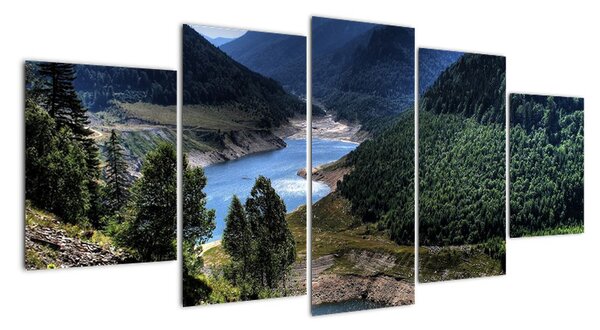 Obraz řeky mezi horami (150x70cm)