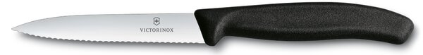 VICTORINOX Nůž na zeleninu s vlnkovaným ostřím 10 cm černý