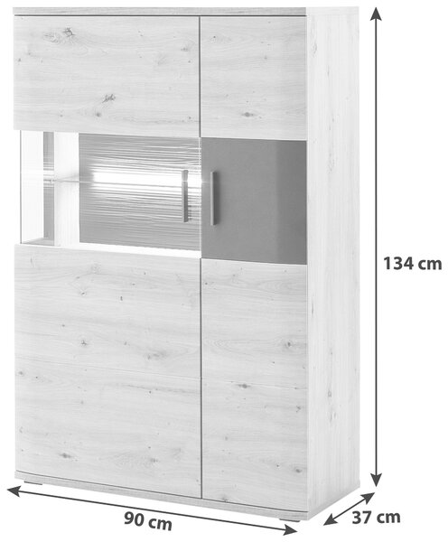 VYSOKÁ KOMODA, antracitová, čiré, barvy dubu, 90/134/37 cm Livetastic - Online Only obývací stěny, Online Only