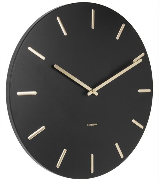 Present time Černo zlaté nástěnné hodiny Torguen 45 cm