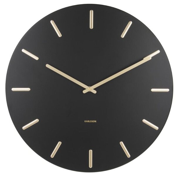 Present time Černo zlaté nástěnné hodiny Torguen 45 cm
