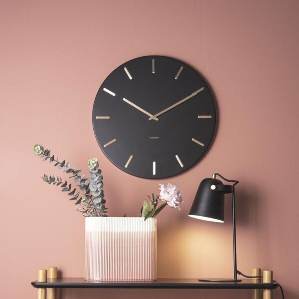 Present time Černo zlaté nástěnné hodiny Torguen 45 cm