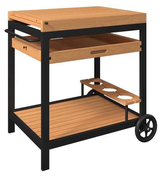 ZAHRADNÍ SERVÍROVACÍ VOZÍK, černá, barvy teak, 73/80/50 cm Ambia Garden - Online Only zahradní nábytek, Online Only