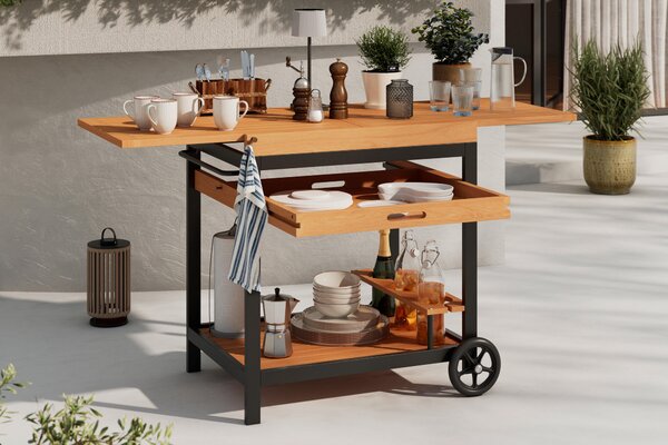 ZAHRADNÍ SERVÍROVACÍ VOZÍK, černá, barvy teak, 73/80/50 cm Ambia Garden - Online Only zahradní nábytek, Online Only