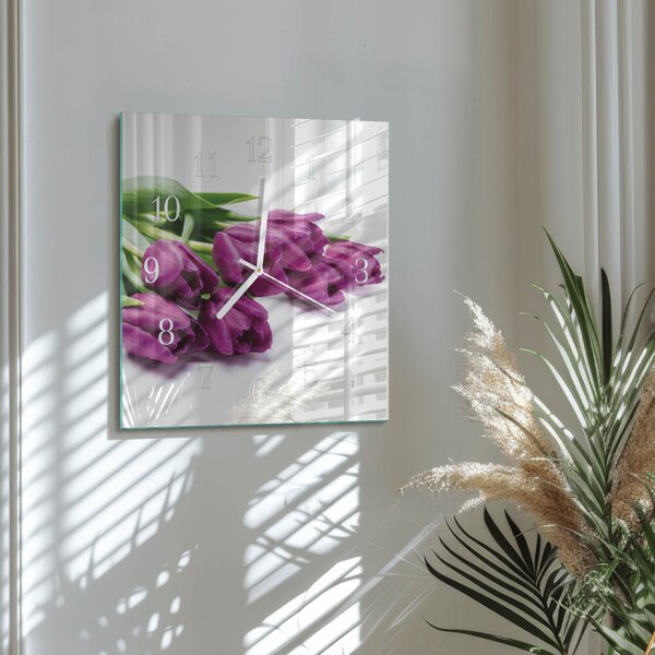 Skleněné hodiny Tulipány zskb-30x30-00087009