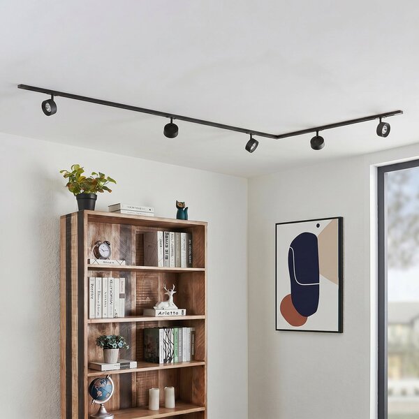 Stropní Lampa Lindby, Linaro, Černá, Pracovna, Kov, Moderní