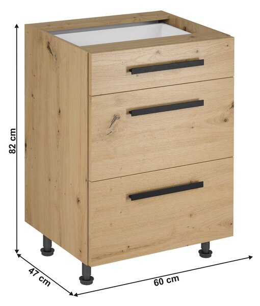 KONDELA Spodní skříňka, dub artisan, s úchytkami, LANGEN D60S3 U