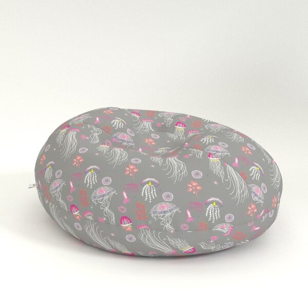 NábytekProNás Sedací vak Oval Medúzy - šedo-růžová - (š/v/h) 130 x 50 x 100 cm