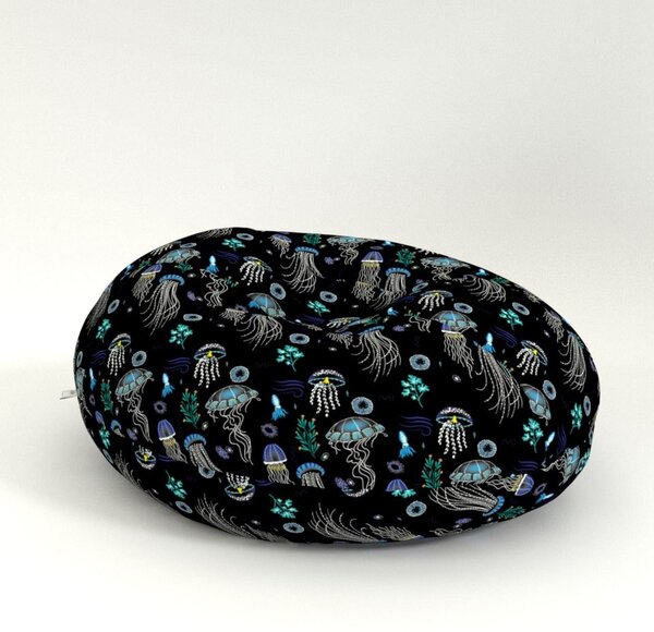 NábytekProNás Sedací vak Oval Medúzy - černo-modrá - (š/v/h) 130 x 50 x 100 cm