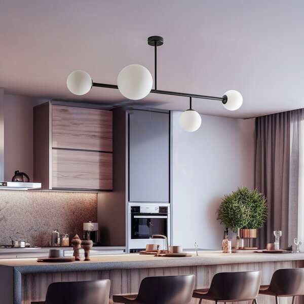 Stropní Lampa ALDEX, Dione, stmívatelné, Černá, Jídelna, Kov, Moderní