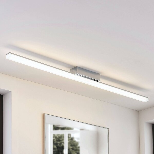 Lindby LED stropní koupelnové svítidlo Levke, 116 cm, stmívatelné, IP44, stmívatelný, Bílá / opál, Koupelna, Plast, Moderní