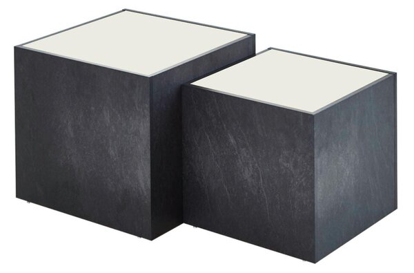 KONFERENČNÍ STOLEK, bílá, barvy břidlice, kompozitní dřevo, 50-43/40-35/50-43 cm MID.YOU - Konferenční stolky, Online Only