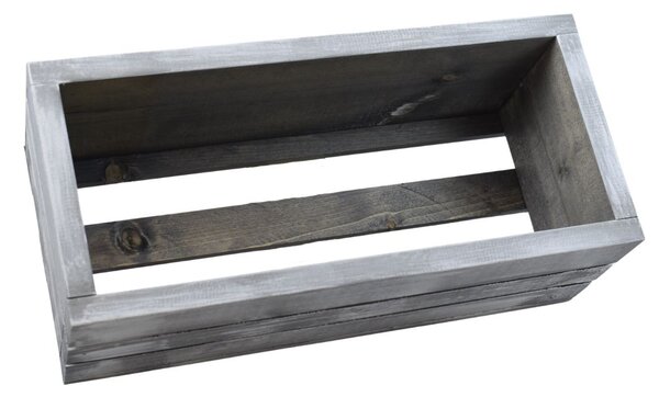 Dřevěný truhlík z masivu – šedý s bílou patinou 40 cm