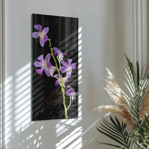 Skleněné hodiny vertikální Květiny zsppc-30x60-00172418