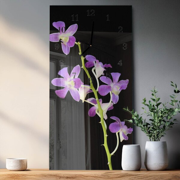 Skleněné hodiny vertikální Květiny zsppc-30x60-00172418