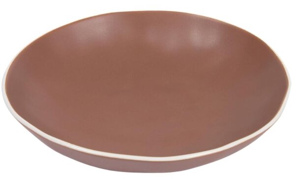Hnědý porcelánový hluboký talíř Kave Home Rin 21 cm