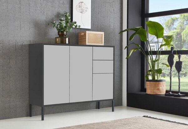 KOMODA, antracitová, bílá, 105,5/86/33 cm MID.YOU - Komody na nožičkách, Online Only