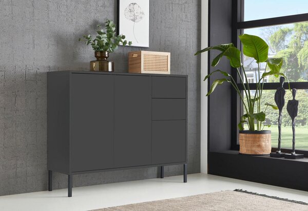 KOMODA, antracitová, 105,5/86/33 cm MID.YOU - Komody na nožičkách, Online Only