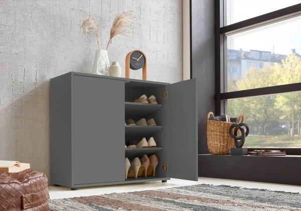 ŠIROKÁ KOMODA, antracitová, 263,5/86/33 cm MID.YOU - Komody na nožičkách, Online Only