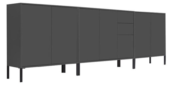 ŠIROKÁ KOMODA, antracitová, 263,5/86/33 cm MID.YOU - Komody na nožičkách, Online Only
