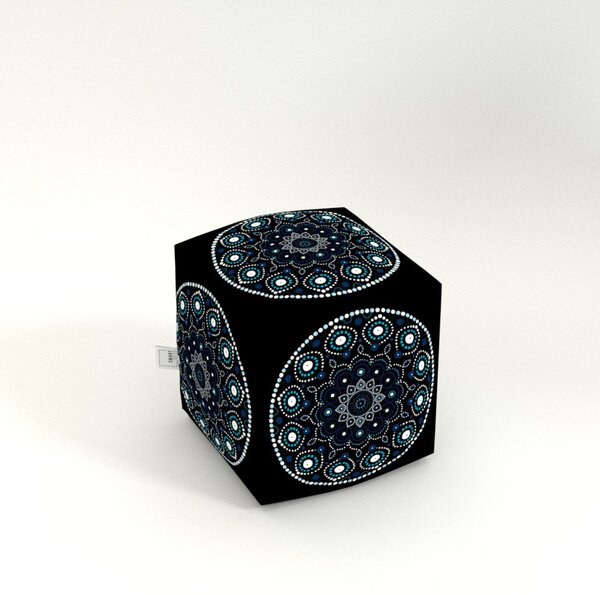 NábytekProNás Taburet hranatý Mandala Černo-modrá - (v/h) 40 x 40 cm