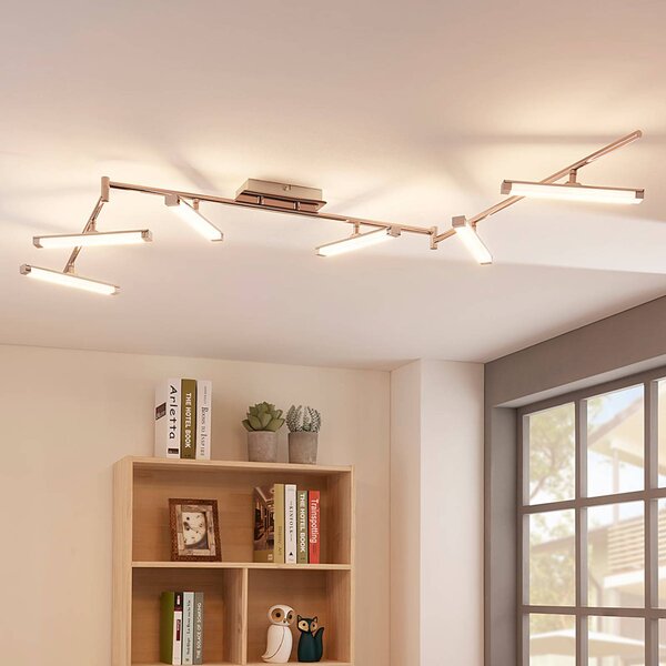 Lindby LED stropní svítidlo Pilou, 6 světel, stmívatelné, chrom, stmívatelný, Chrom / stříbro, Kuchyň, kov, Moderní