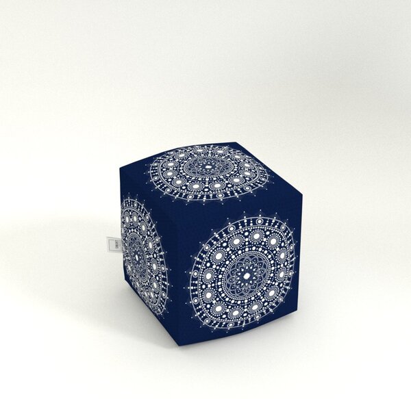 NábytekProNás Taburet hranatý Mandala Tmavě modrá - (v/h) 40 x 40 cm