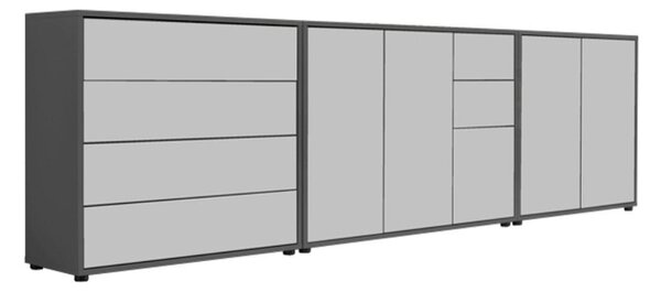ŠIROKÁ KOMODA, antracitová, bílá, 263,5/73/33 cm MID.YOU - Široké komody, Online Only