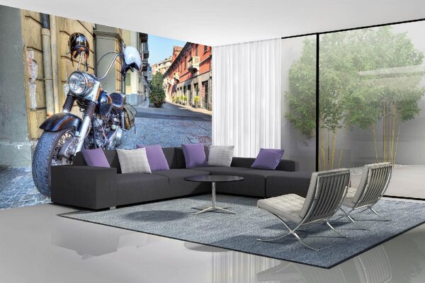 DIMEX | Vliesová fototapeta Velký motocykl MS-5-2926 | 375 x 250 cm | červená, hnědá, šedá