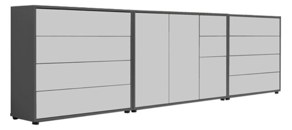 ŠIROKÁ KOMODA, antracitová, bílá, 263,5/73/33 cm MID.YOU - Široké komody, Online Only