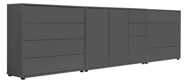 ŠIROKÁ KOMODA, antracitová, 263,5/86/33 cm MID.YOU - Komody na nožičkách, Online Only
