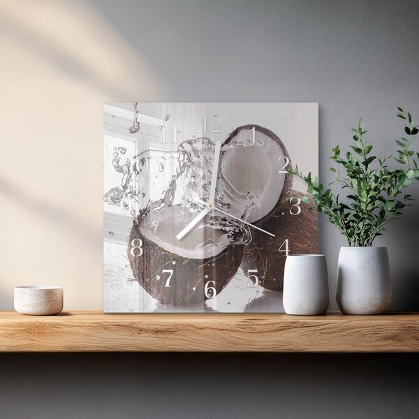 Skleněné hodiny Kokosové ořechy zskb-30x30-00084804