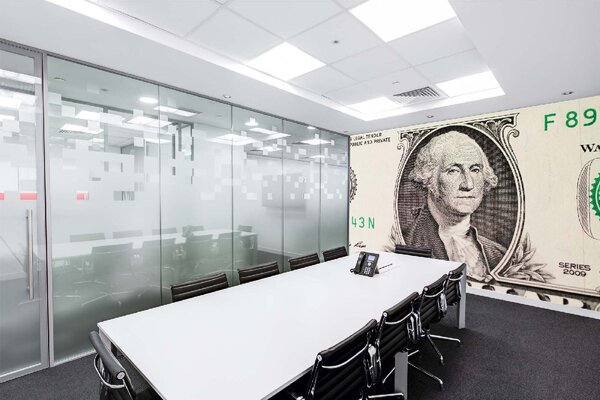 DIMEX | Vliesová fototapeta George Washington na dolaru MS-5-2953 | 375 x 250 cm | zelená, bílá, šedá