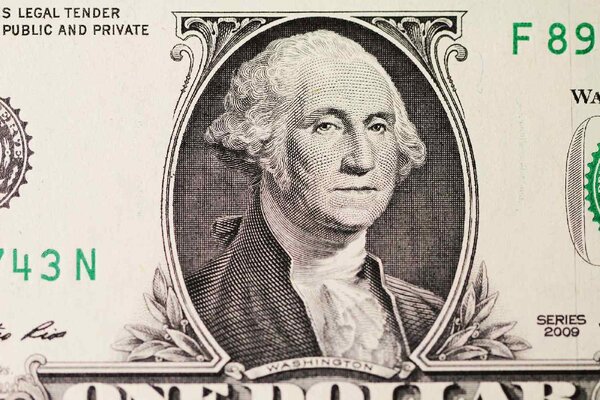 DIMEX | Vliesová fototapeta George Washington na dolaru MS-5-2953 | 375 x 250 cm | zelená, bílá, šedá