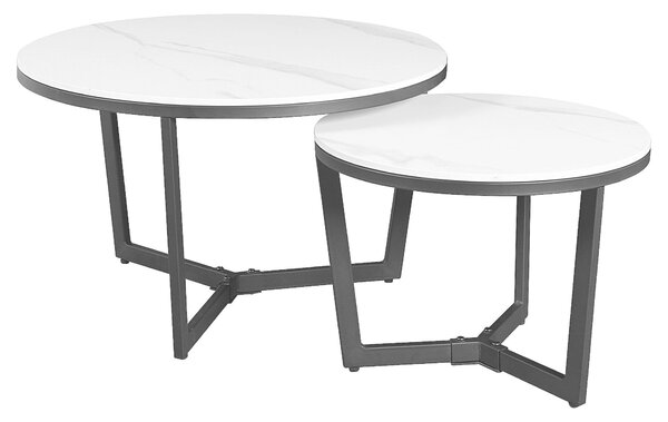 SADA KONFERENČNÍCH STOLKŮ, černá, bílá, kámen, 68,5/68,5/43 cm MID.YOU - Konferenční stolky, Online Only