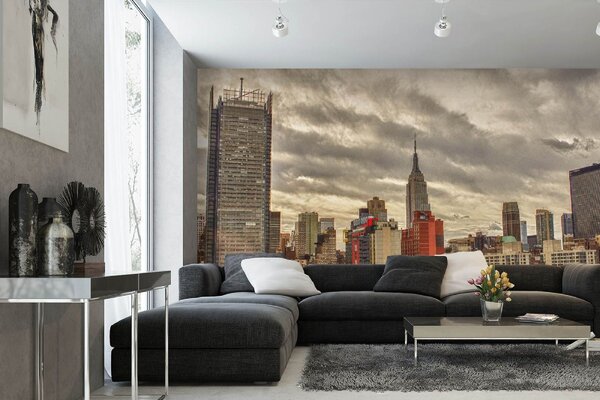 DIMEX | Vliesová fototapeta Letecký pohled na NY MS-5-2962 | 375 x 250 cm | červená, béžová, hnědá, šedá