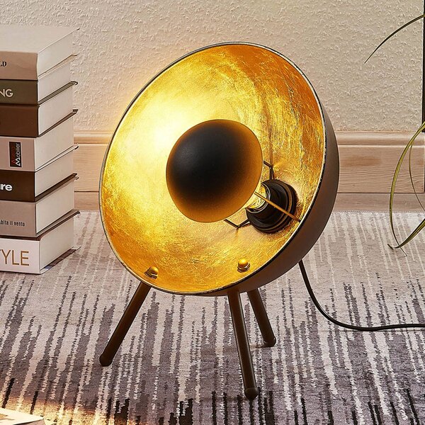 Lindby Stolní lampa Muriel, výška 38 cm, černá, zlatá, kov, Černá, Obývací pokoj / jídelna, kov, Moderní