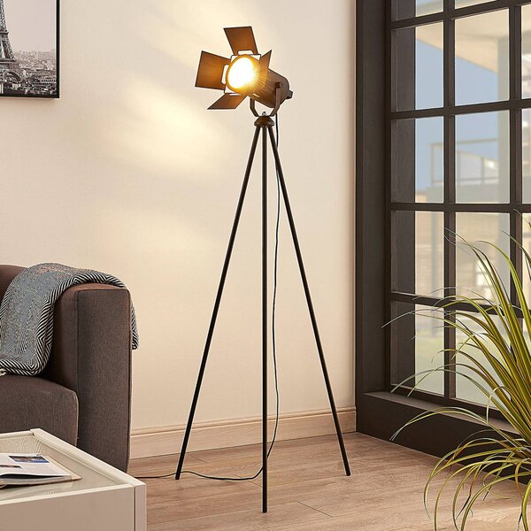 Lindby Trojnohá stojací lampa Devon v černé, Černá, Obývací pokoj / jídelna, kov, Moderní