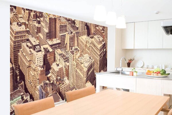 DIMEX | Vliesová fototapeta Obytné budovy v NY MS-5-2984 | 375 x 250 cm | bílá, béžová, hnědá