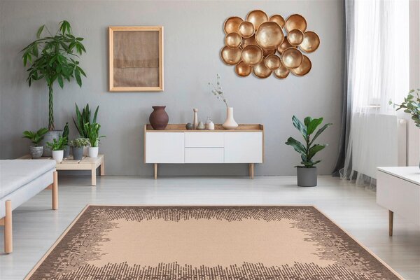 KOBEREC TKANÝ NA PLOCHO, 80/150 cm hnědá, krémová - Online Only koberce & rohožky, Online Only