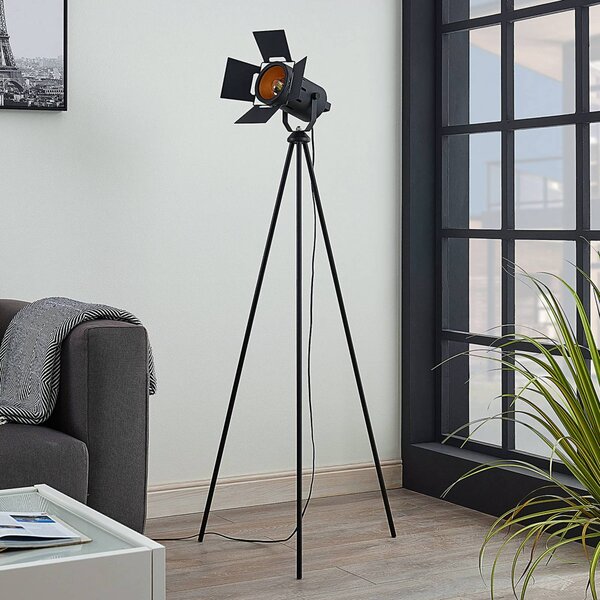 Lindby Trojnohá stojací lampa Devon v černé, Černá, Obývací pokoj / jídelna, kov, Moderní