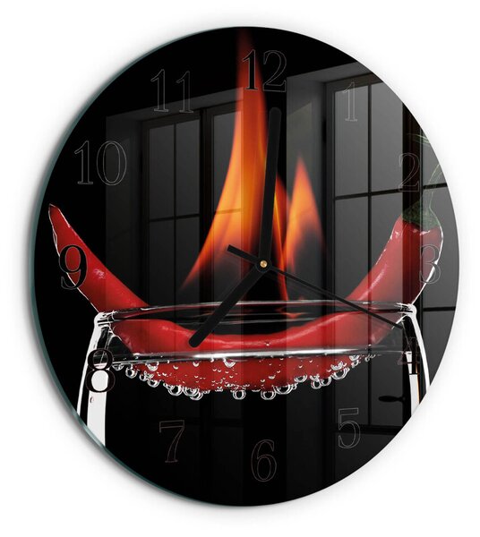 Skleněné nástěnné hodiny Chilli Fire zsoc-fi30-00171454