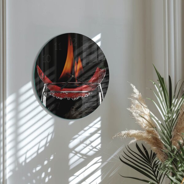Skleněné nástěnné hodiny Chilli Fire zsoc-fi30-00171454