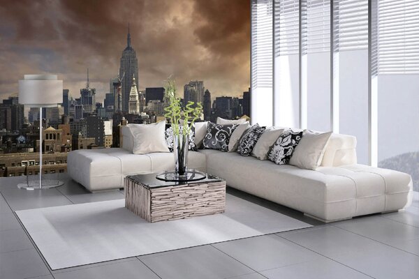 DIMEX | Vliesová fototapeta Mrakodrapy v New Yorku MS-5-2996 | 375 x 250 cm | modrá, hnědá, šedá
