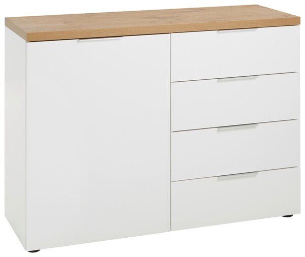 ŠIROKÁ KOMODA, bílá, barvy dubu, 120/89/43 cm Xora - Široké komody