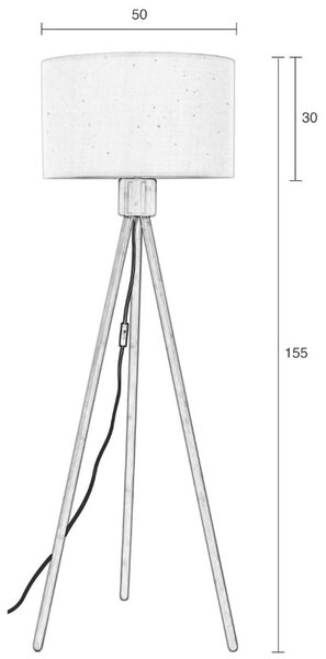 Bílá bambusová stojací lampa ZUIVER FAN 155 cm