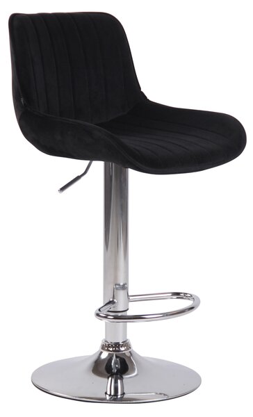 Barová stolička Haugo - samet - chromovaný rám | černá