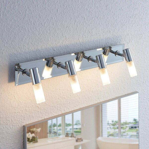 Lindby Koupelnové bodové svítidlo Zela, délka 53 cm, chrom, 4 plameny, stmívatelný, Chrom / stříbro, Koupelna, kov, Moderní